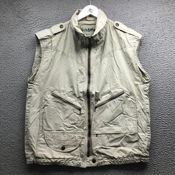 Vintage Schöffel Gibson 7110 Gilet Utility Vest Jacket Mens XL 50 Full Zip Beige - Picture 1 of 10